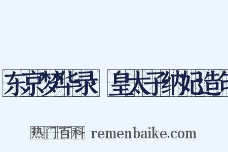 东京梦华录·皇太子纳妃造句是什么意思的图片